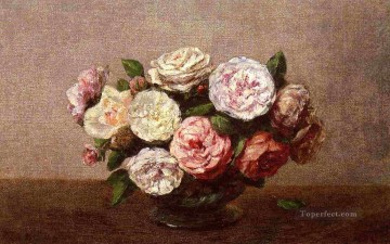 フラワーズ Painting - 薔薇の鉢の花の画家 アンリ・ファンタン・ラトゥール